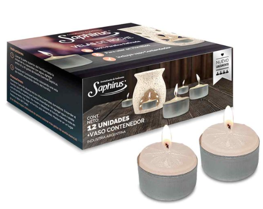 Velas de noche SAPHIRUS x 12 unidades